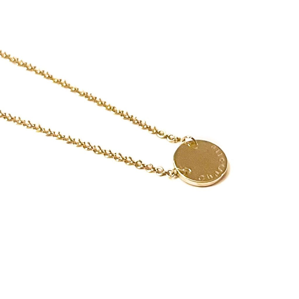 peronalized solid gold engraved necklace