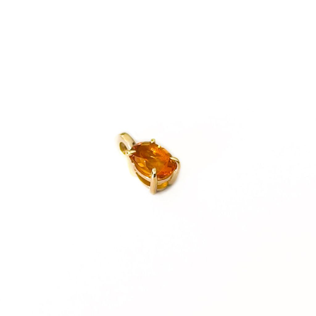 9ct Gold oval pendant with citrine gemstone
