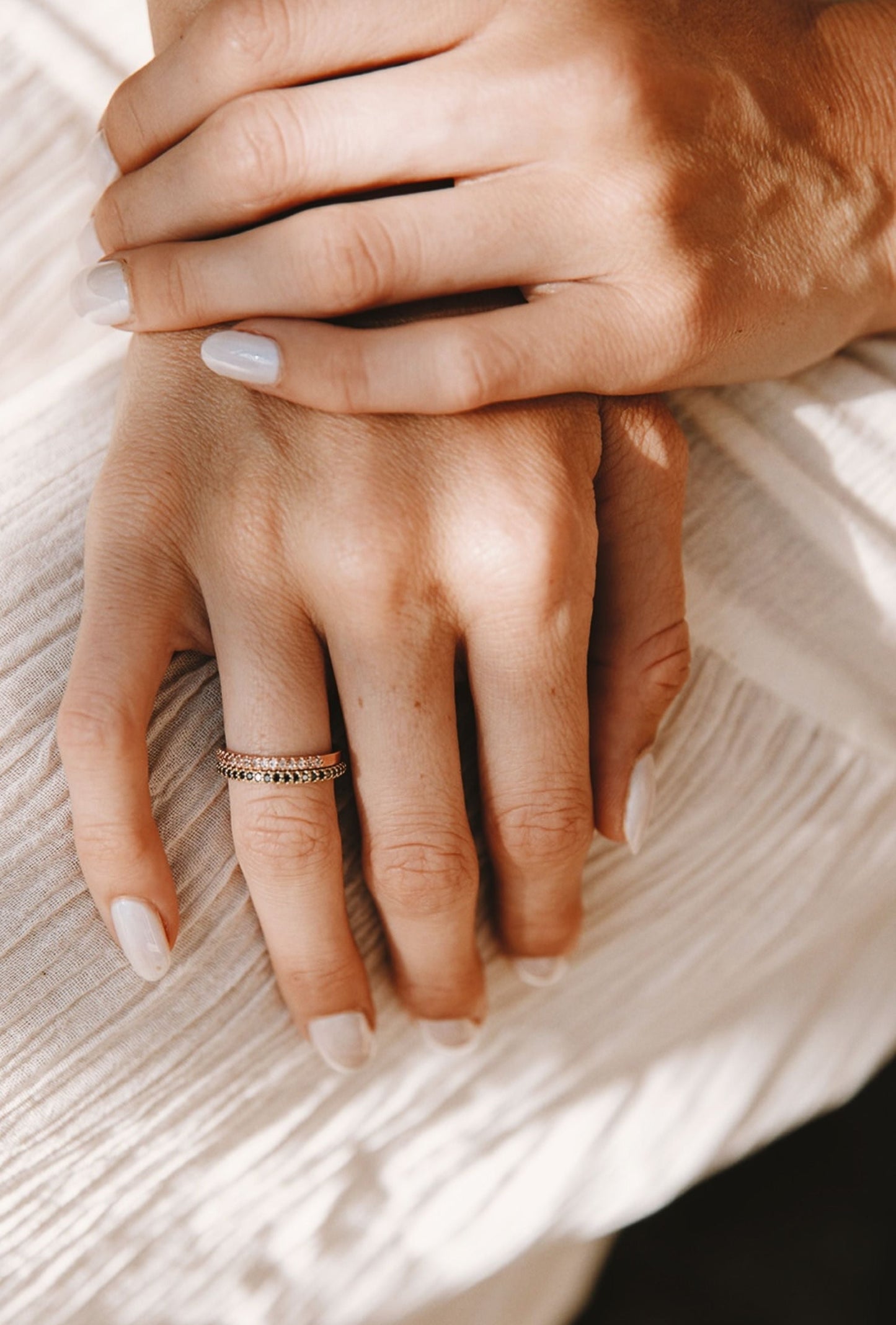 9ct gold eternity rings - inset diamond band rings by Thor Collective
