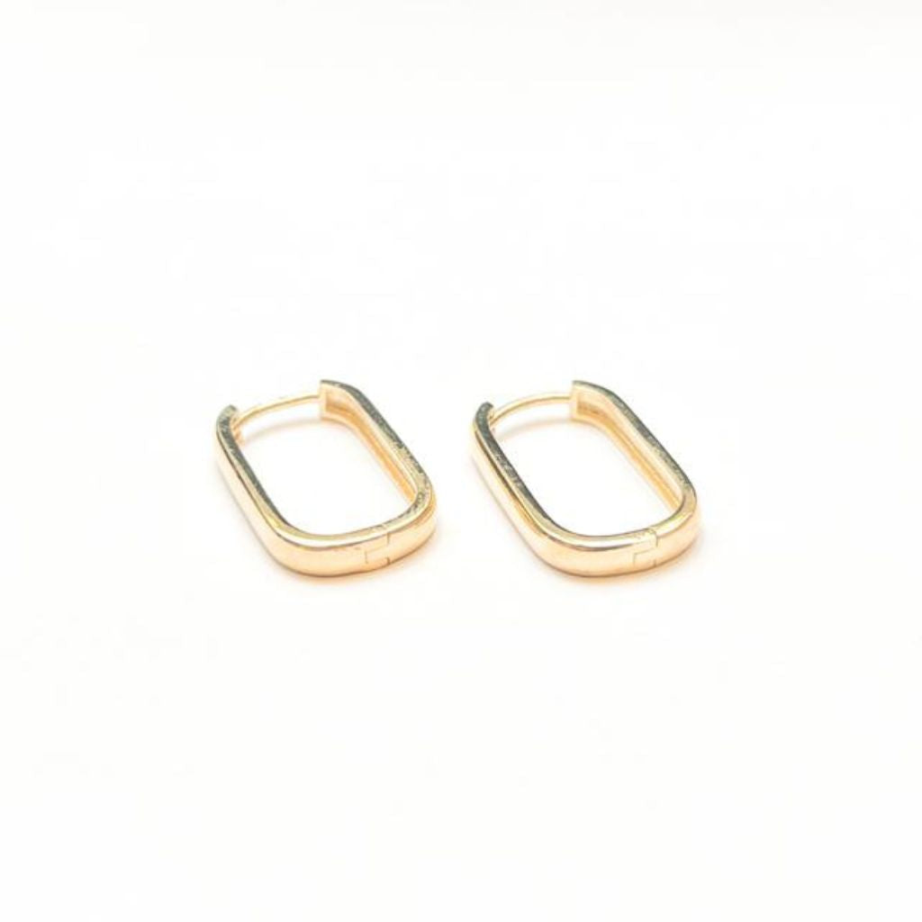 9ct gold oblong hoop earrings