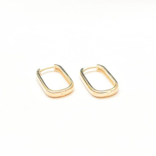 9ct gold oblong hoop earrings