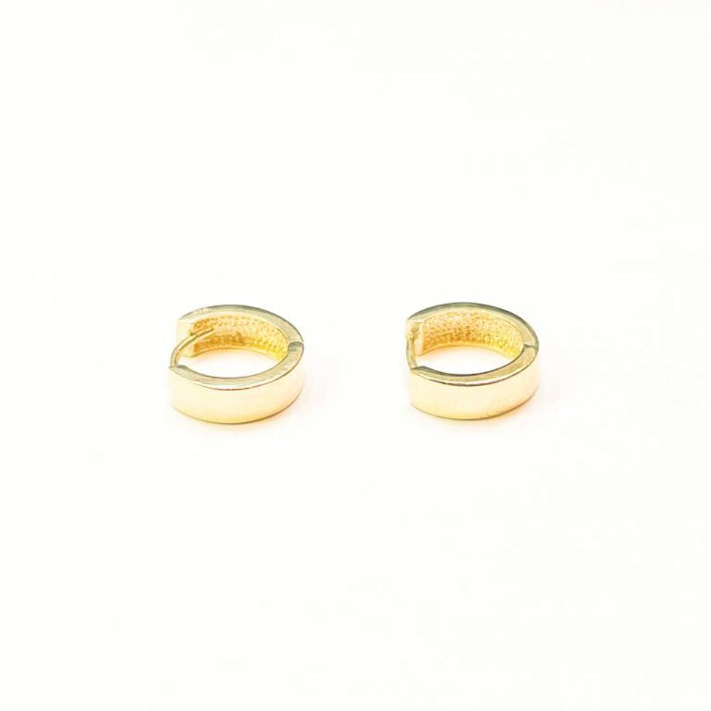 9carat solid gold small wide hoop earrings