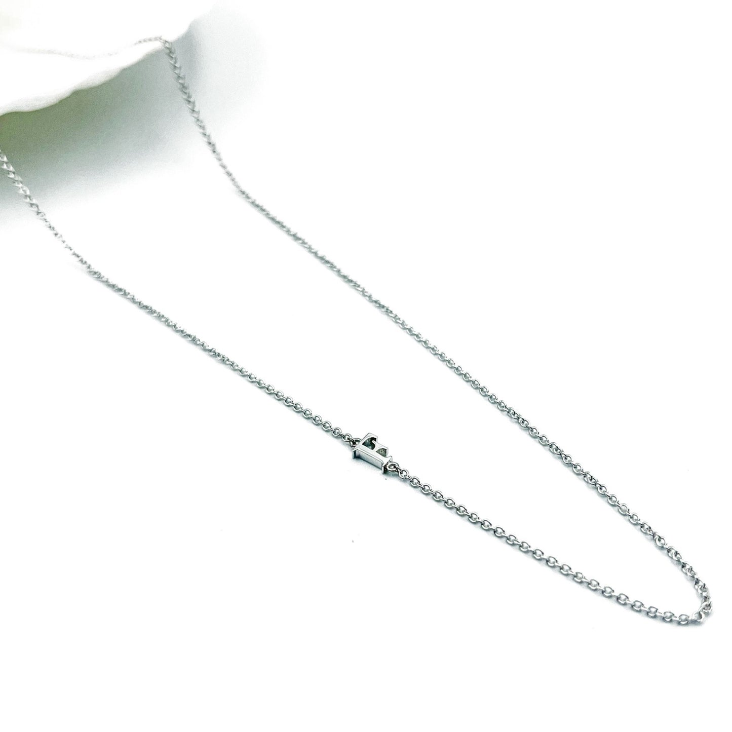 9ct white gold personalized 'F' initial necklace