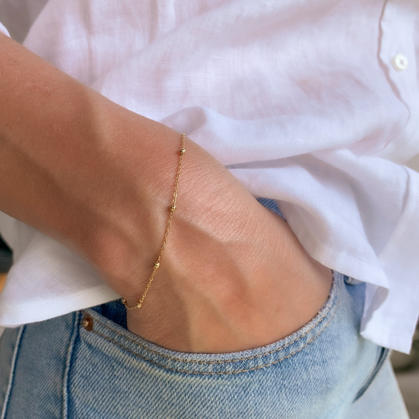 9ct Gold Rolo Bead Bracelet