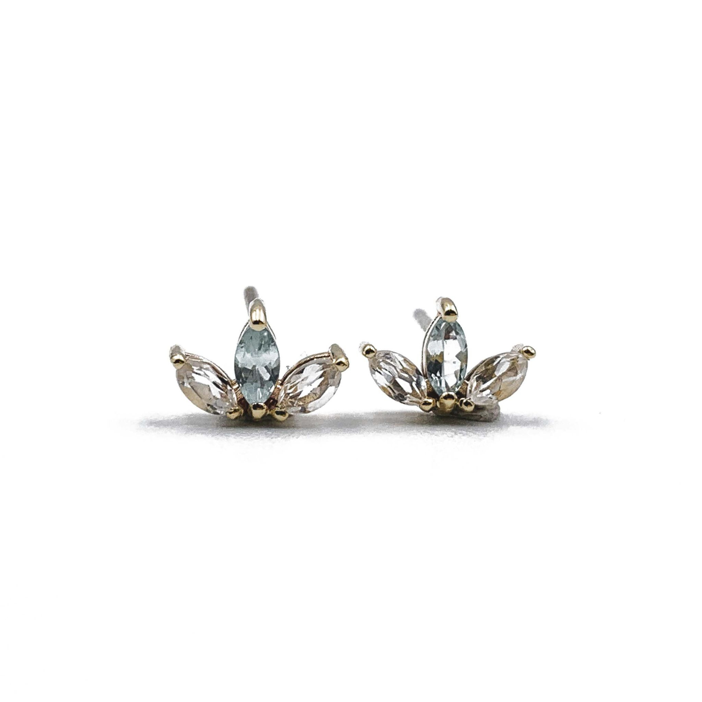 9ct Gold Marquise Trio Stud Earrings