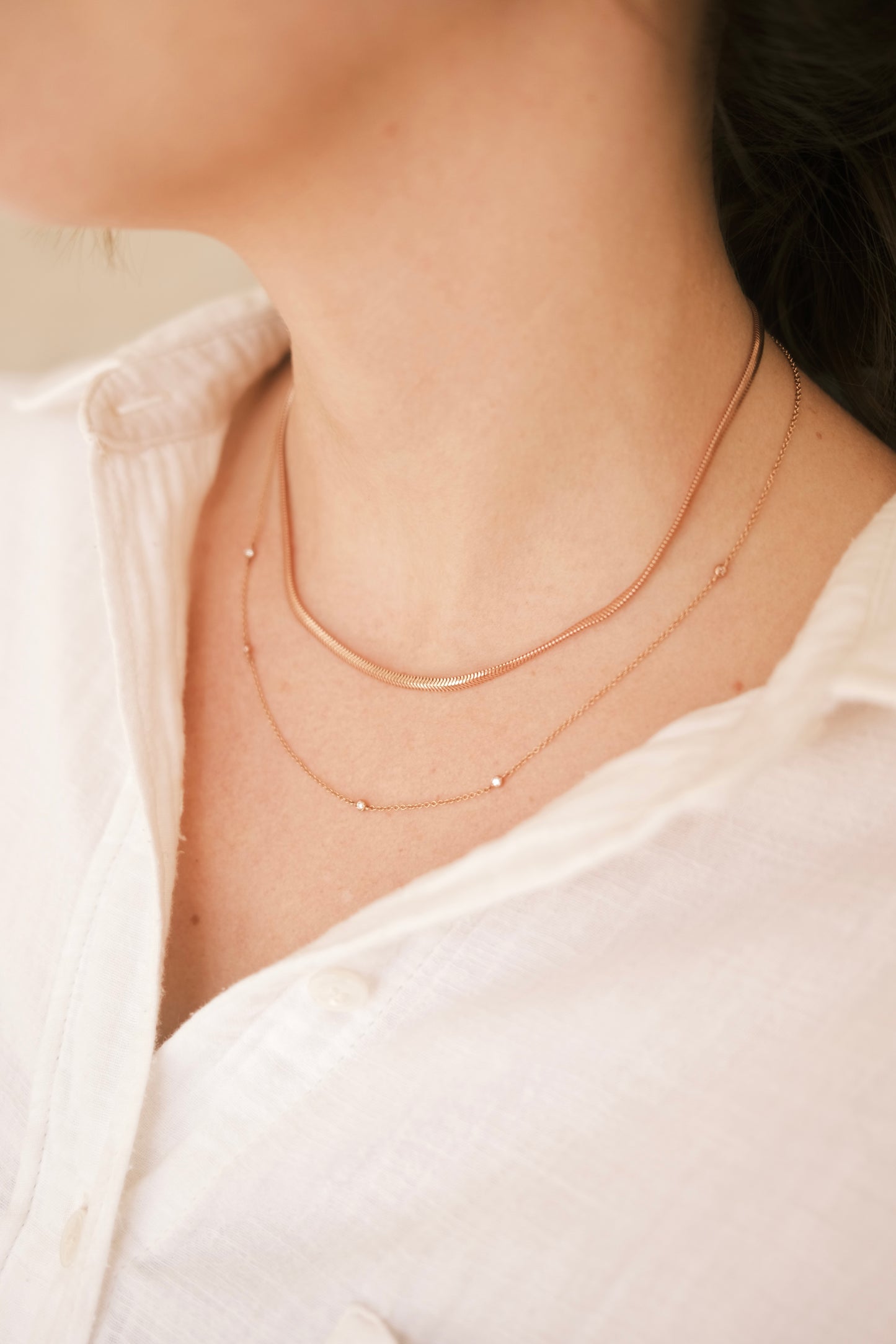 Thor Collective diamond and rose gold chain necklace. Serpent chain necklace