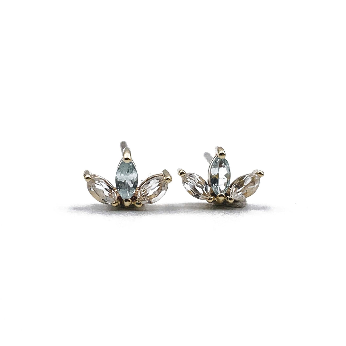 White Gold, White Topaz Gemstone Stud Earrings by Thor Collective
