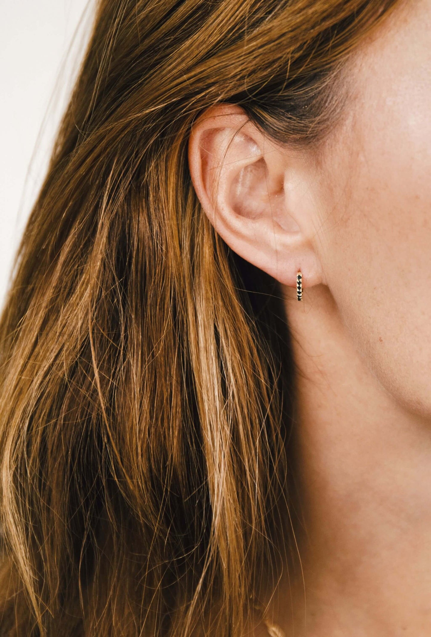9carat gold black diamond hoops by Thor Collective