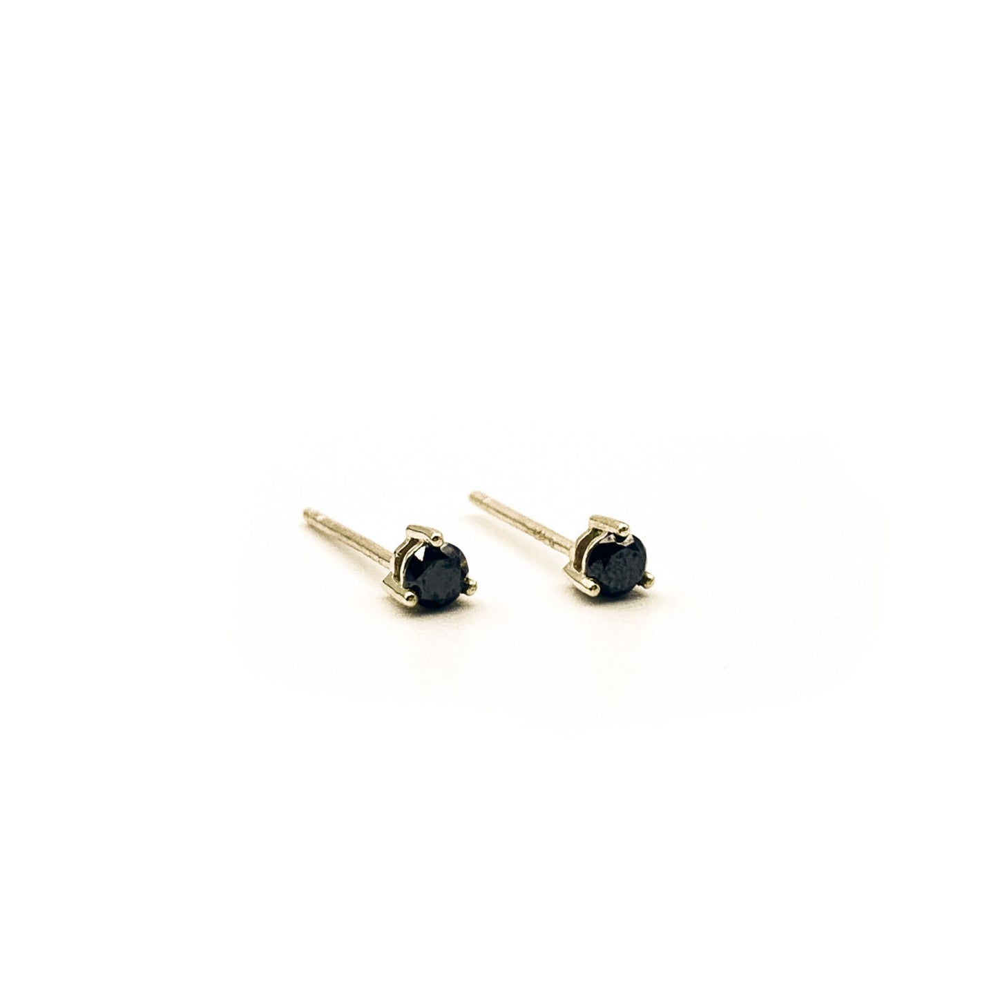 9carat gold black diamond stud earrings