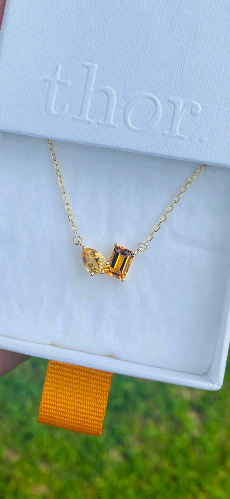 Custom 9ct Gold Citrine Necklace - new mom gift