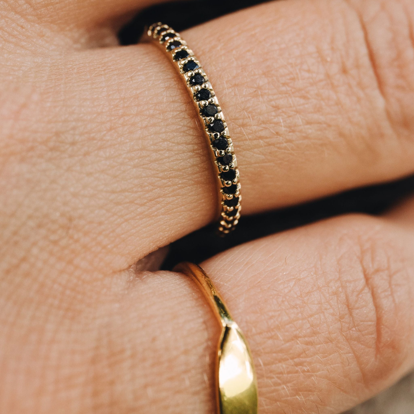 9ct Everyday Eternity Ring with Black Diamonds