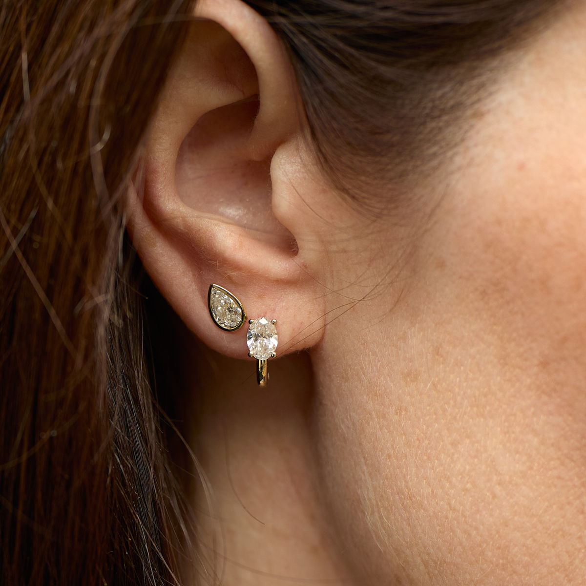 The Bezel Studs (Pear) - Lab Grown Diamond Stud Earrings