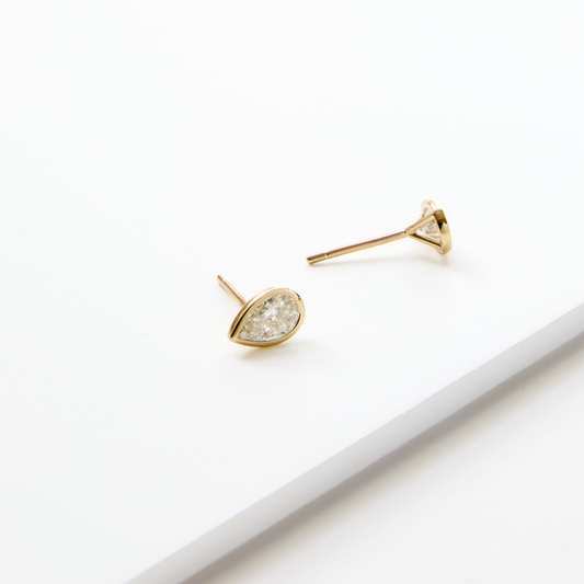 The Bezel Studs (Pear) - Lab Grown Diamond Stud Earrings