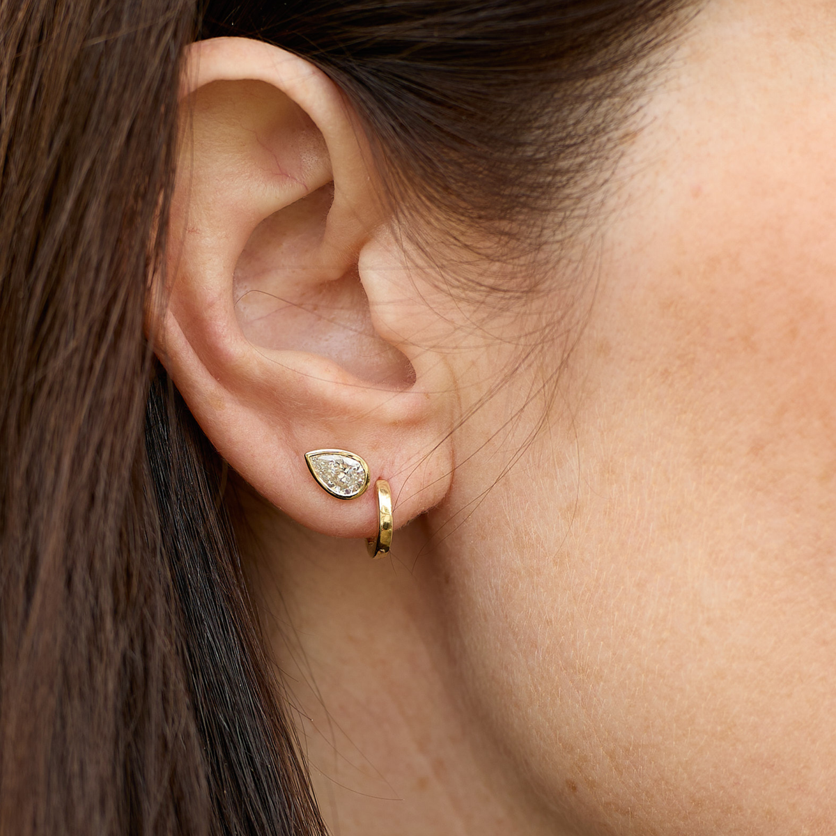 The Bezel Studs (Pear) - Lab Grown Diamond Stud Earrings