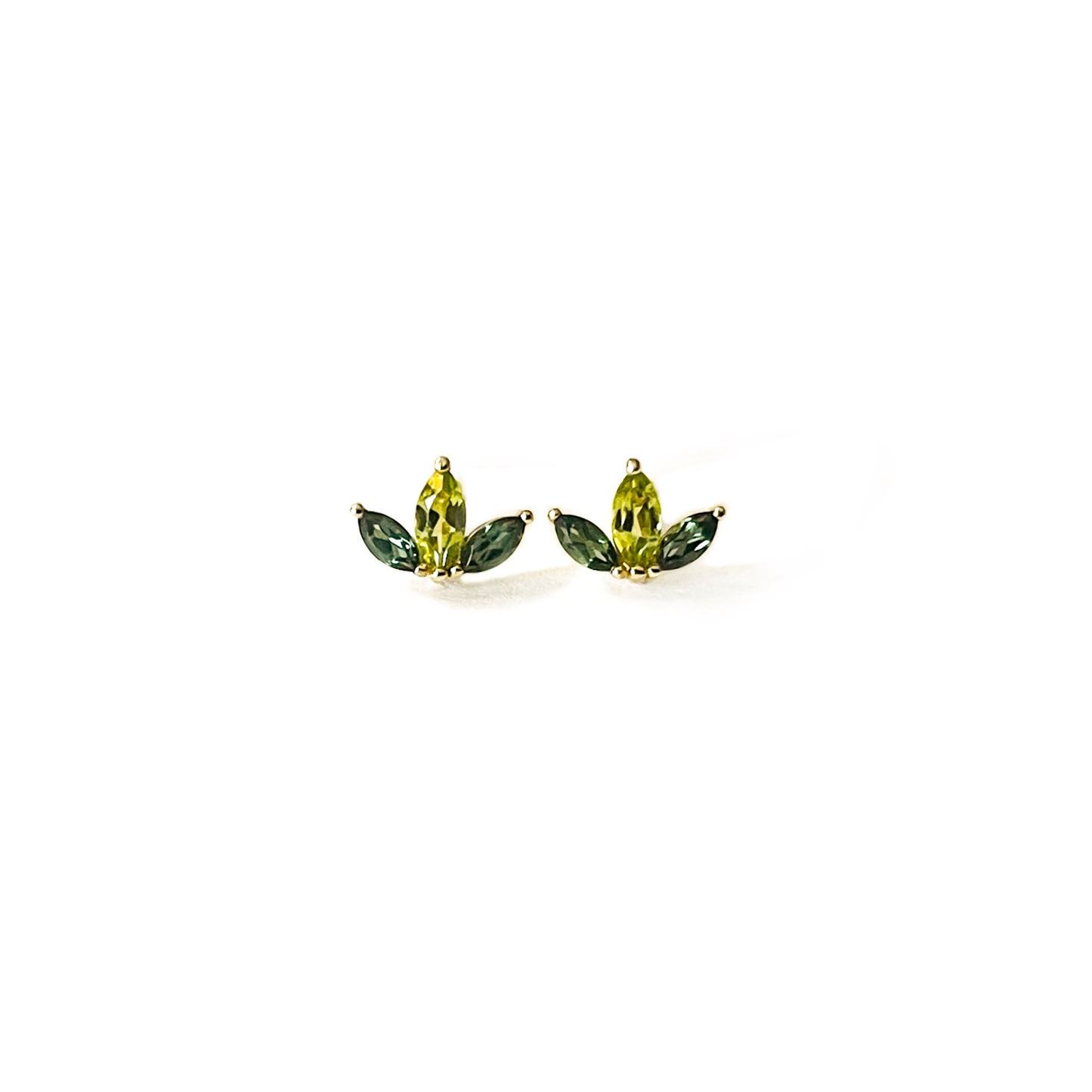 9ct Gold Marquise Trio Stud Earrings
