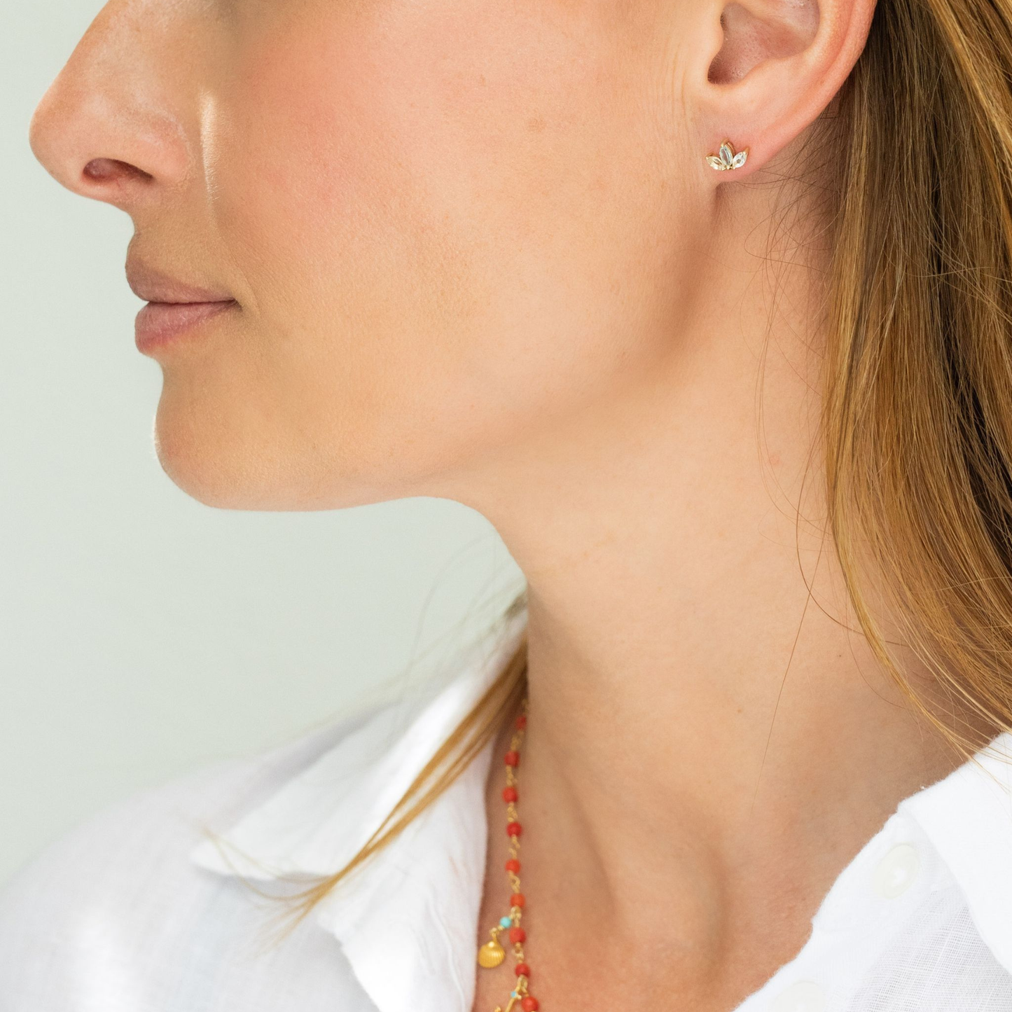 9ct Gold Marquise Trio Stud Earrings