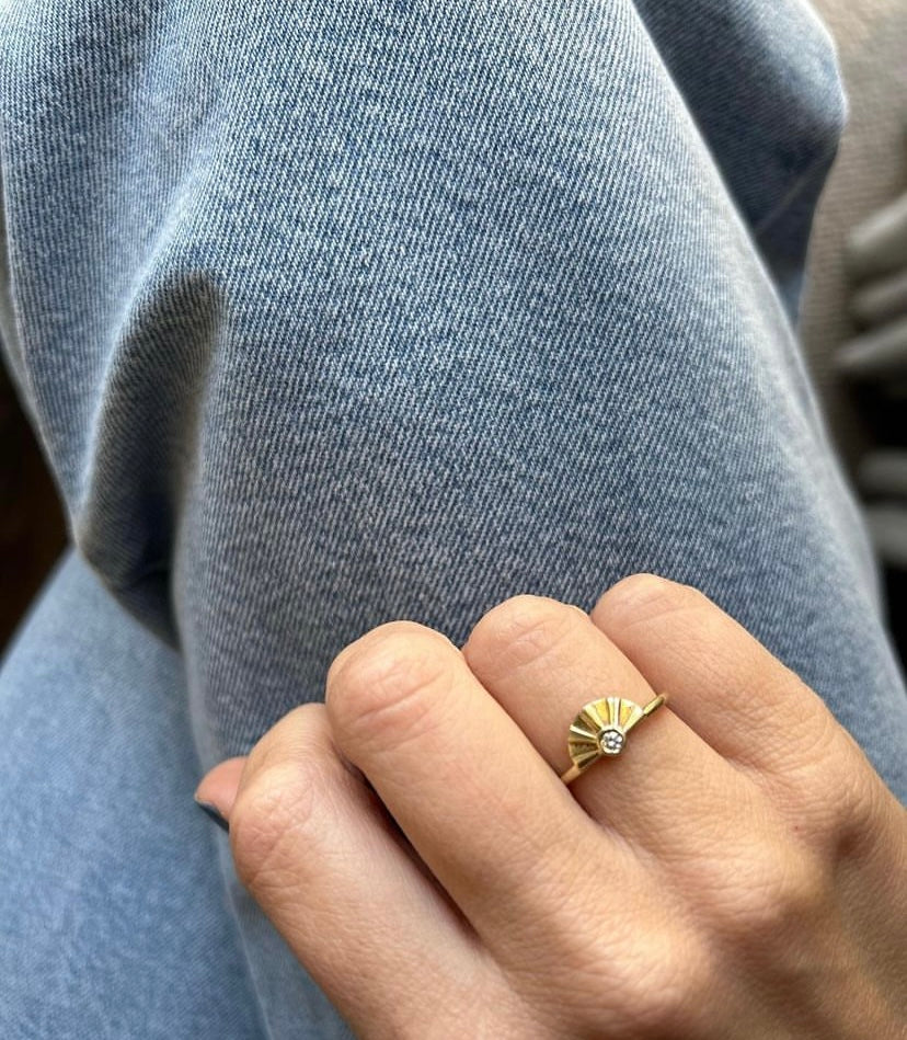 Custom made 9ct Gold 'Sunshine' Diamond Ring