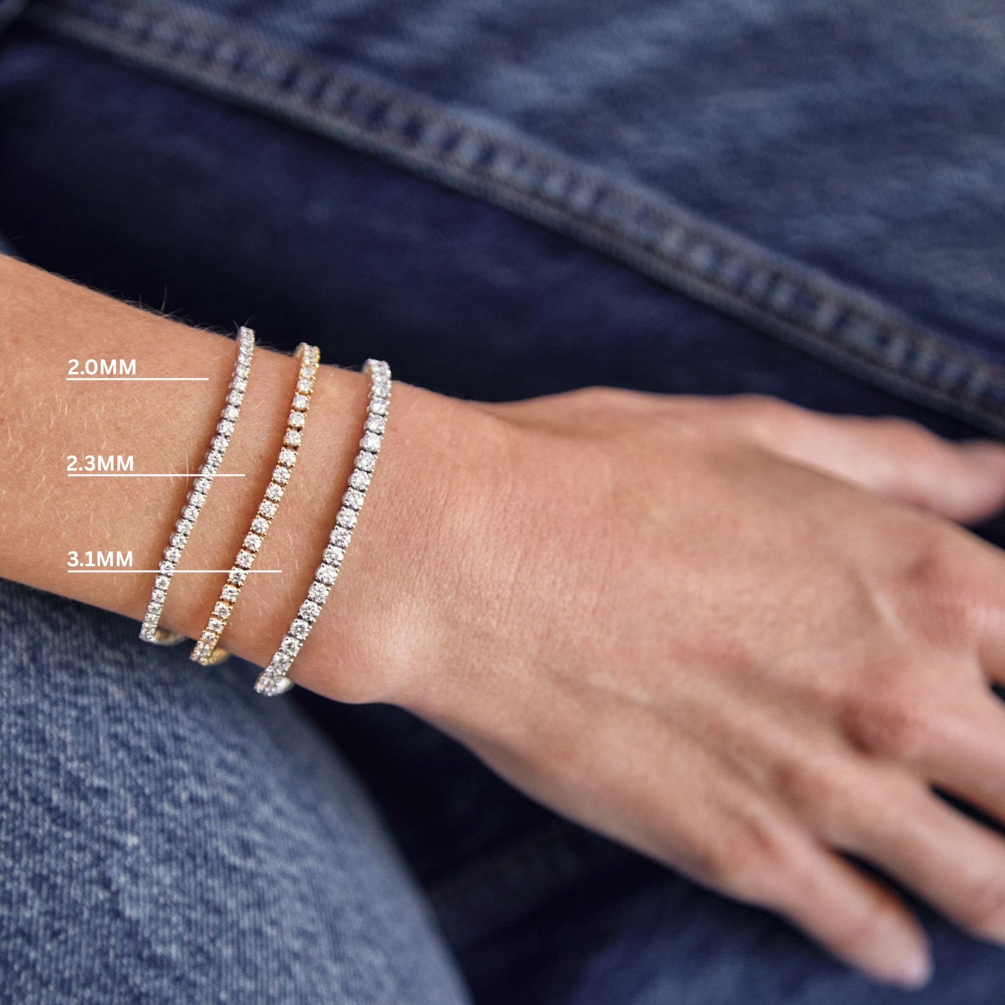 9ct solid gold lab grown diamond tennis bracelets