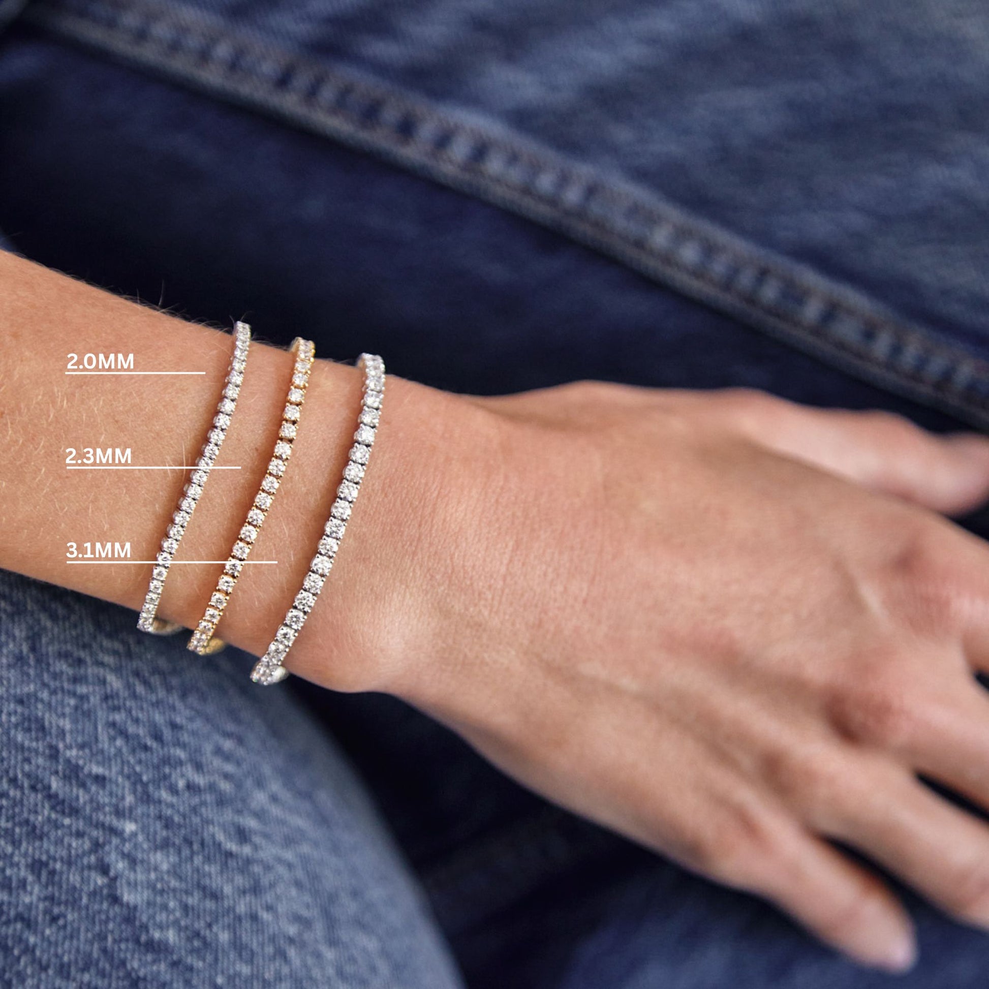 9ct solid gold lab grown diamond tennis bracelets