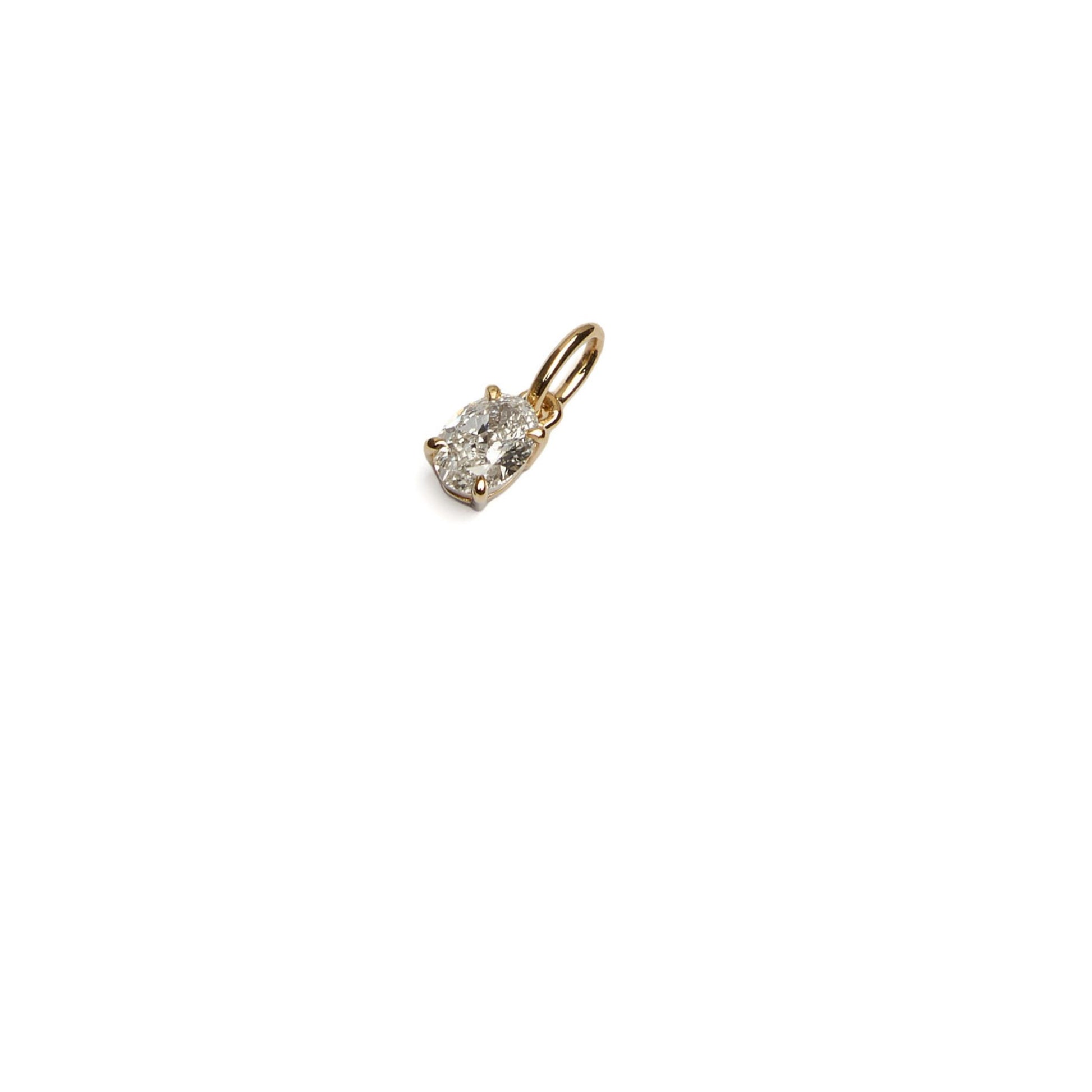 Oval lab grown diamond pendant in 9ct yellow gold on white background