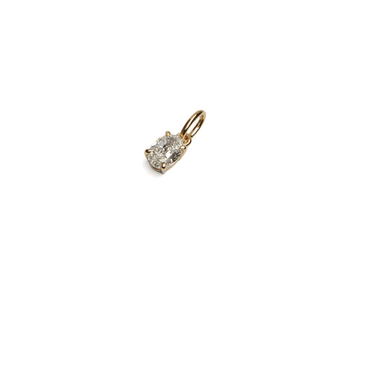Oval lab grown diamond pendant in 9ct yellow gold on white background