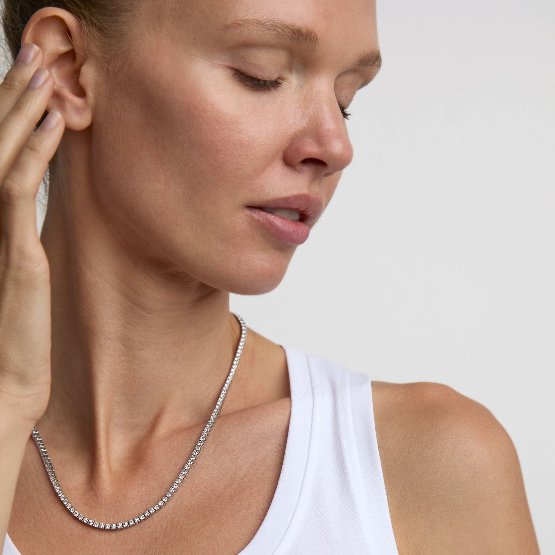 Lab grown diamond tennis necklace designed for everyday wear by Thor Collective