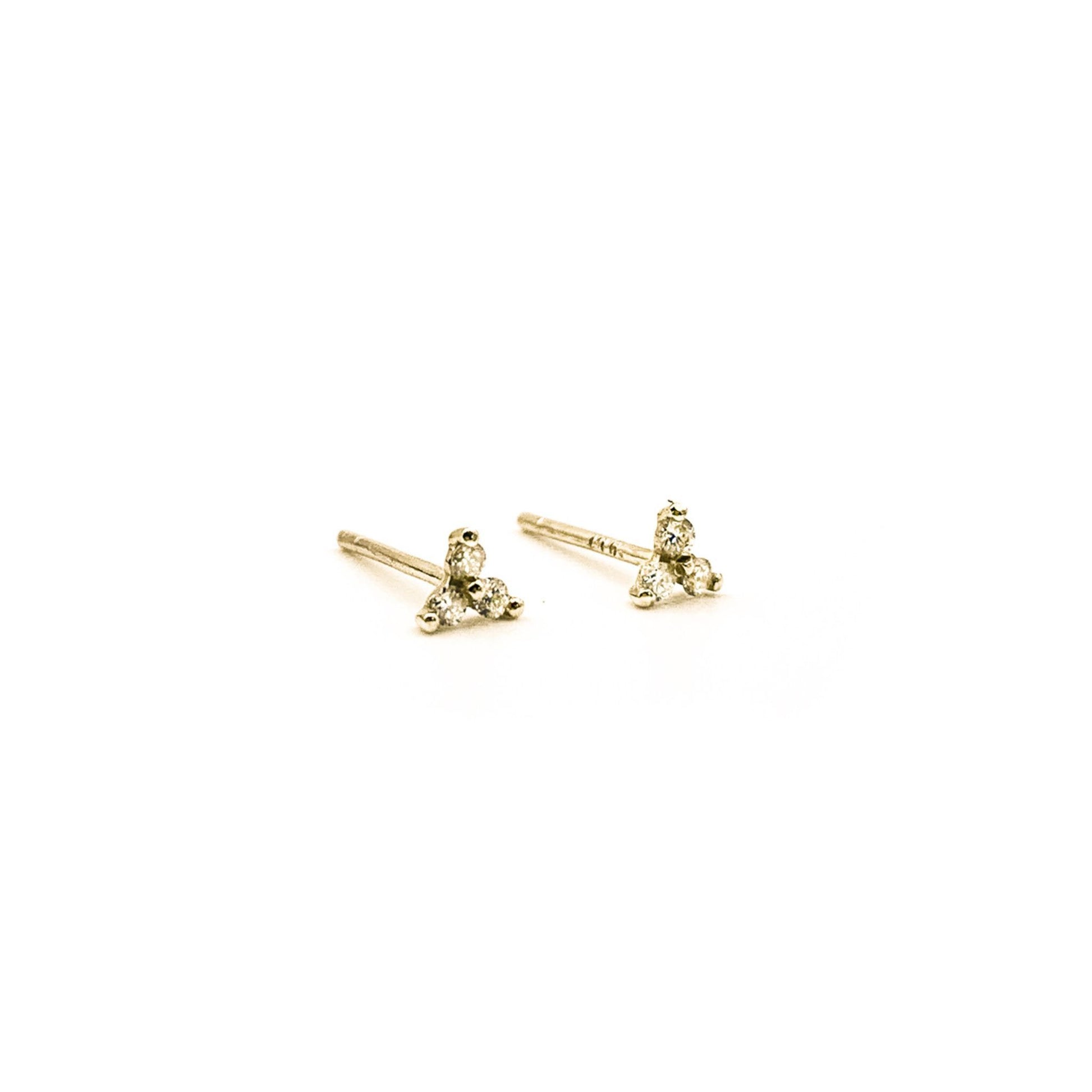 Natural diamond stud earrings in 9ct yellow gold angled product view