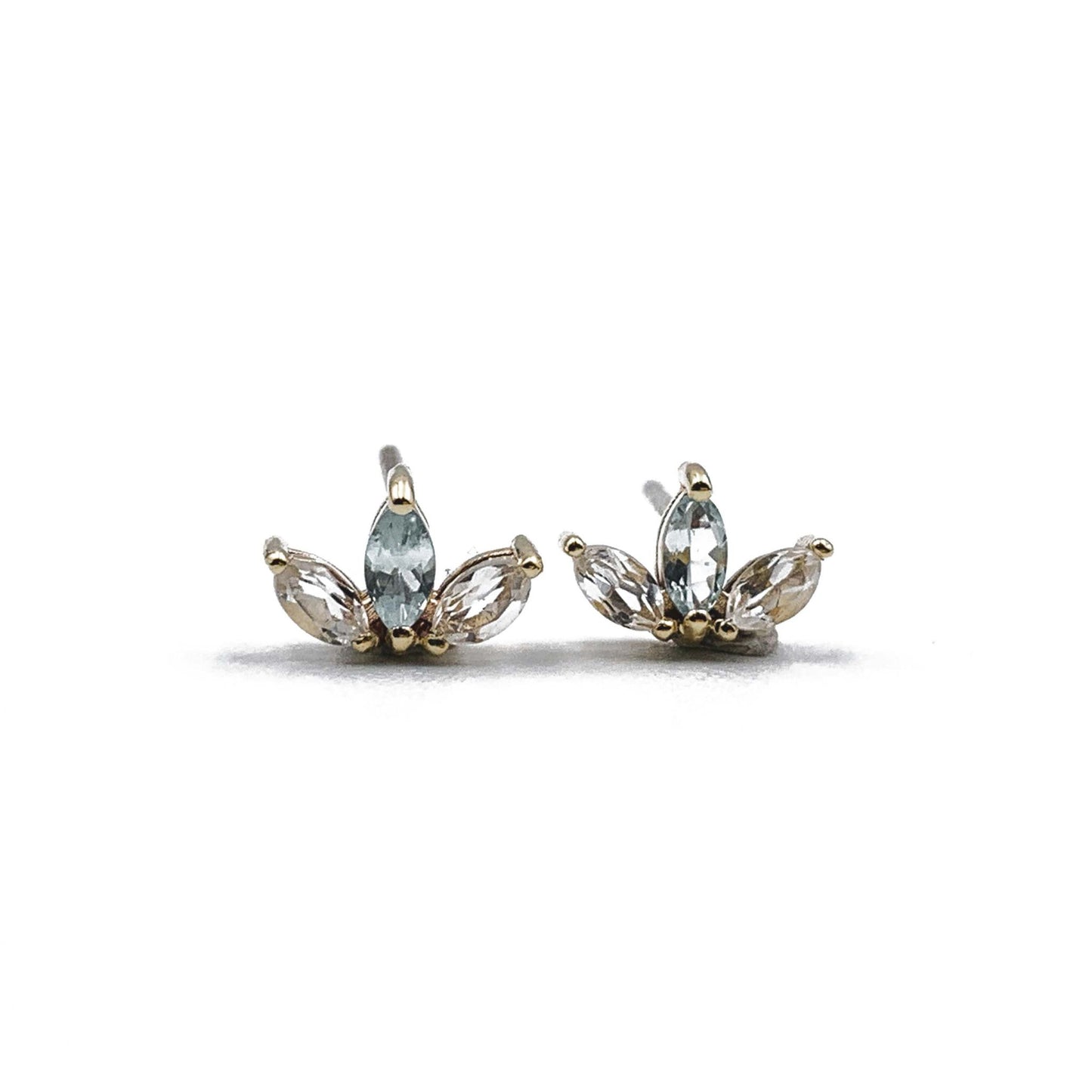 White Gold, White Topaz Gemstone Stud Earrings by Thor Collective 