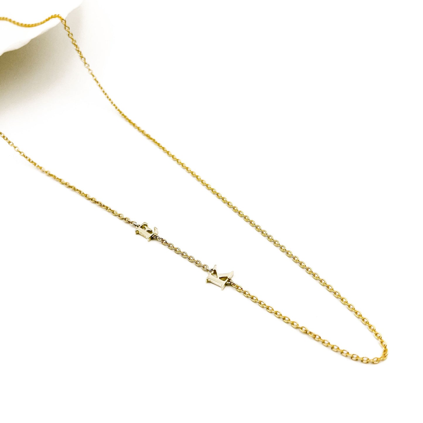 two initials on 9ct gold chain by Thor Collective