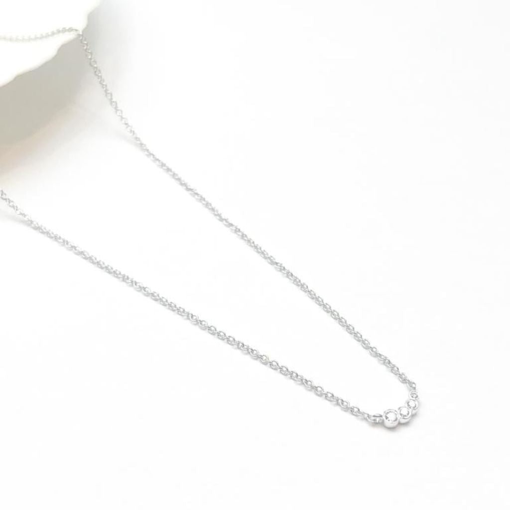 9ct white gold necklace with four white diamonds | White gold Pixi necklace