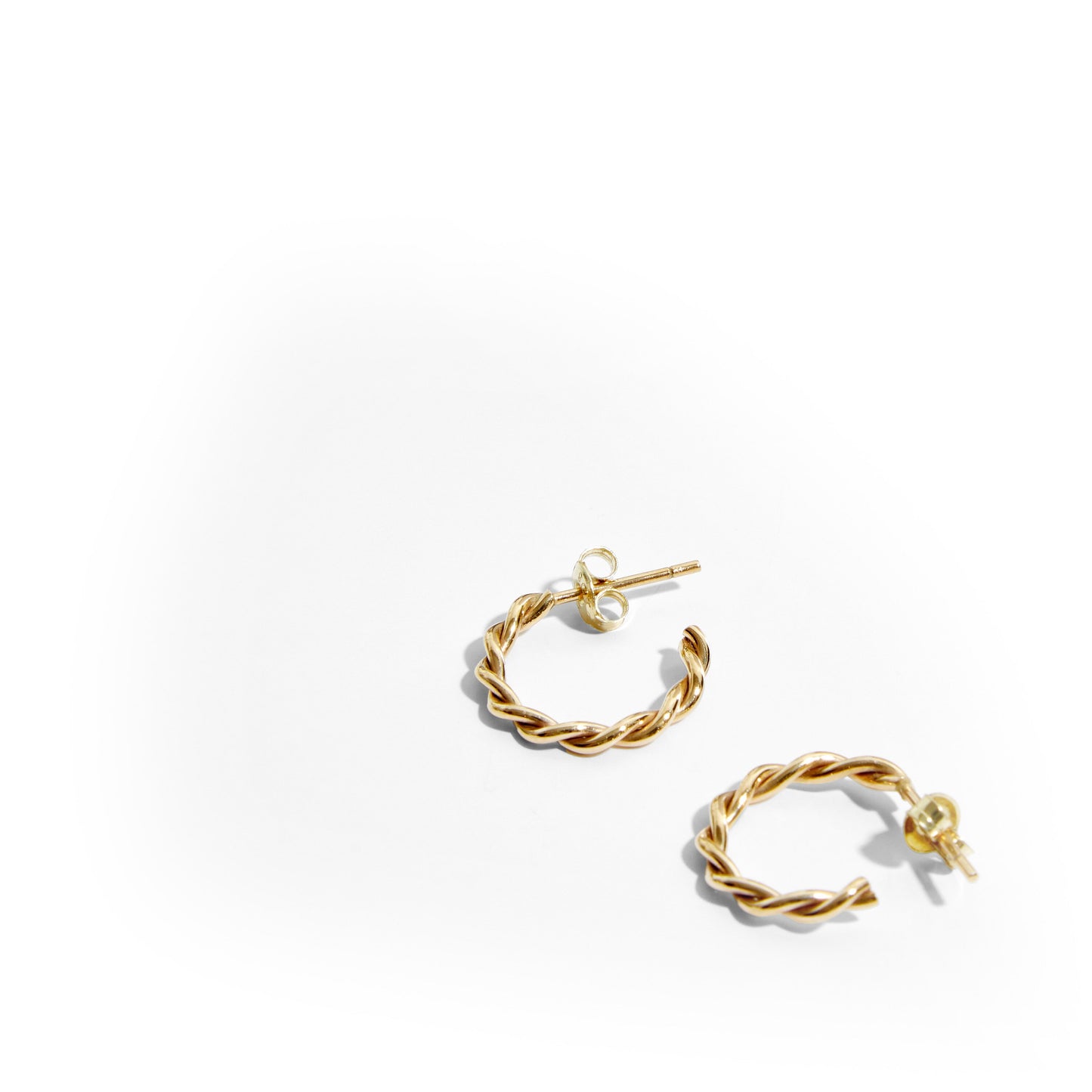 9ct solid gold woven hoop earrings with braided texture