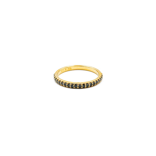 9ct yellow gold eternity ring with black diamond band 