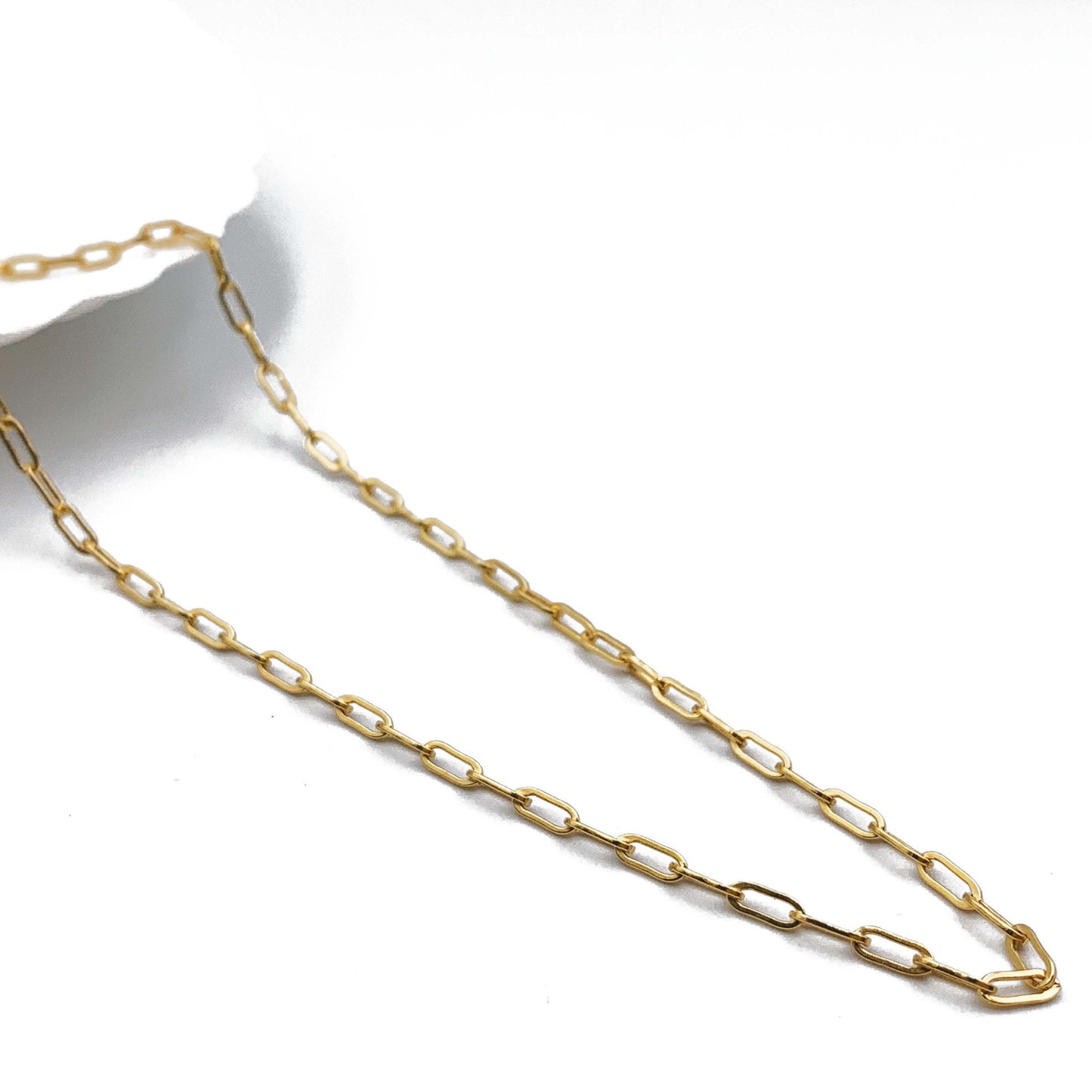 9ct yellow gold paperclip chain necklace 40cm length