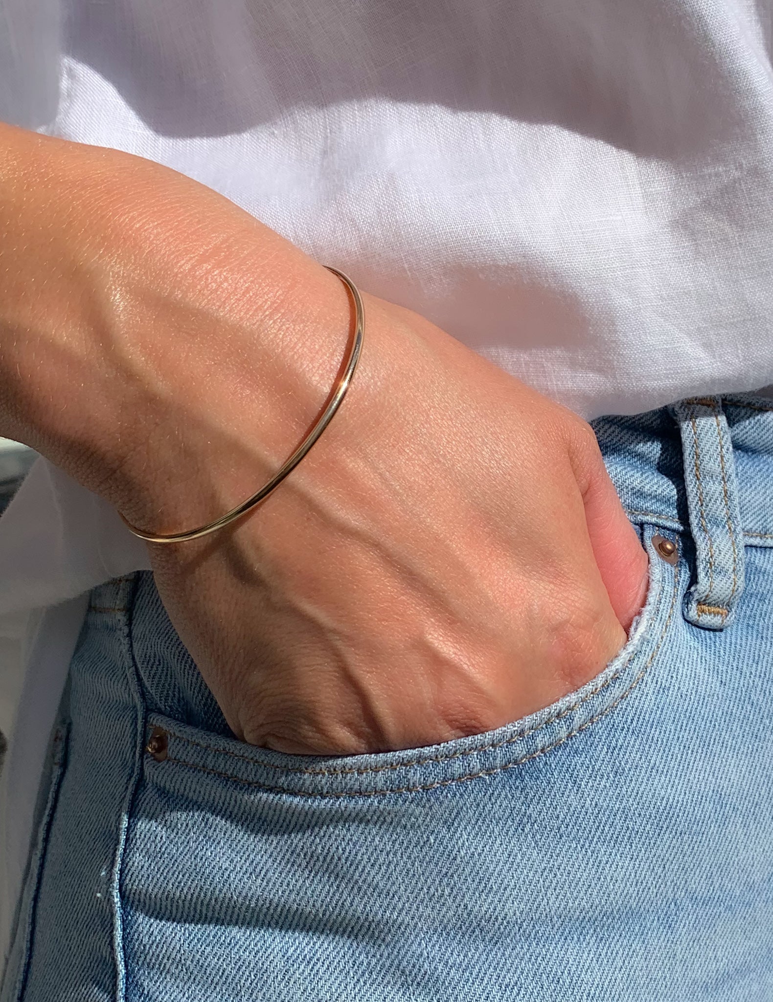 solid 9ct yellow gold tube bangle by Thor Collective online jewelry South Africa 